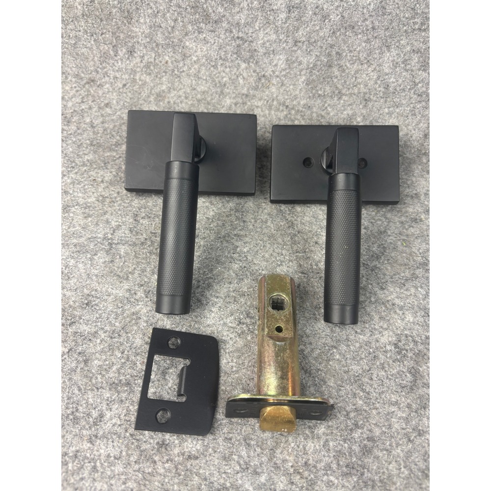 Ashley Norton Knurled Bauhaus Passage Lever Set Black Industrial Modern Hardware